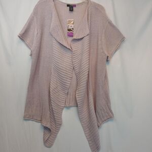 Pink Short Sleeve Open Front Drape Cardigan 1X Vintage LYS